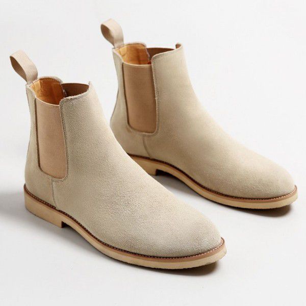 Pointed Chelsea boot Men's Martin Boots English Genuine Leather Boots Cross Border Extra Large 