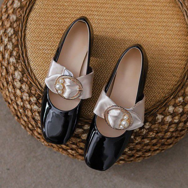 French Vintage High Heels Women's Spring New Mary Jane Shoes Middle Heels Women's Thick Heels Qipao Shoes 