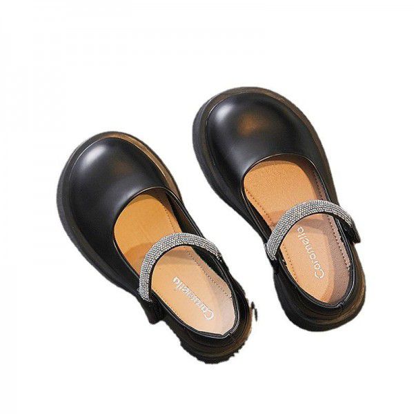 Girls' leather shoes, summer new children's shoes, black British style single shoes, soft soles, mid size children's princess shoes, spring and autumn 