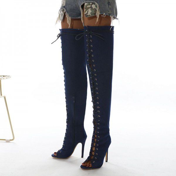 Wind over knee boots, comfortable lace up style fi...