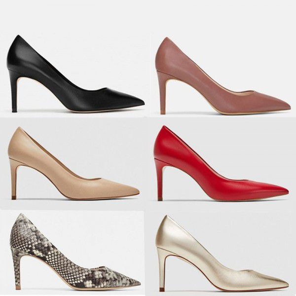 New Summer Black High Heel Pointed Shoes Single Sh...