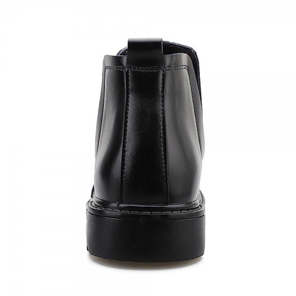Men's leather boots with plush insulation, thick boots, lazy man's foot covering, cotton, autumn and winter new style 