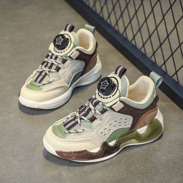 Spring New Men's Mid size Big Boys' Colored Leather Face Breathable and Comfortable Lightweight Rotating Button Cold Sticky Children's Sports Shoe 