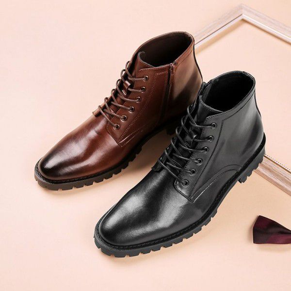 Martin boots, men's leather boots, high top Roman boots, genuine leather, British style retro work attire, short boots, shoes 