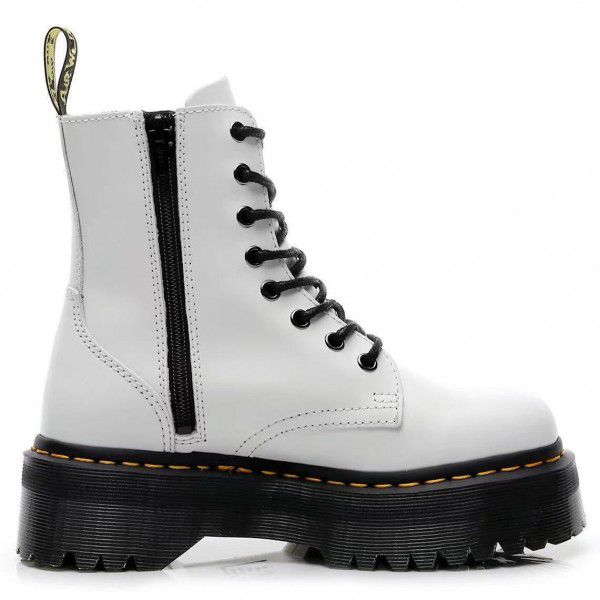 Genuine leather thick soled Martin boots for women's English style short boots, mesh red light soled high top shoes 