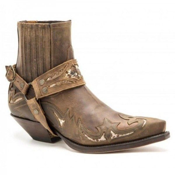 Autumn and Winter New Mid Heel Pointed Men's Low Leg Knight Boots 
