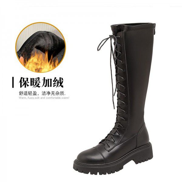 Brown Genuine Leather Women's Boots Long Sleeve Knight Boots Women's New Thick Sole Long Boots Thick Heel High Sleeve Boots Elastic Thin Boots 