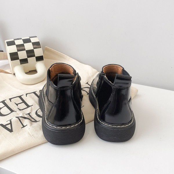 Children's Short Boots Simple Autumn New Girls' English Style Thick Sole Single Martin Boots Boys' Boots 