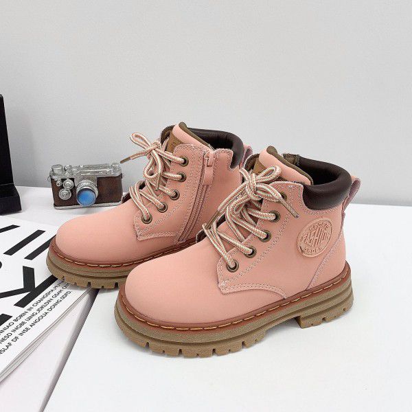 Children's Little Yellow Boots Autumn and Winter New Children's Shoes Boys and Girls' Martin Boots Middle and Big Children's Leather Boots 