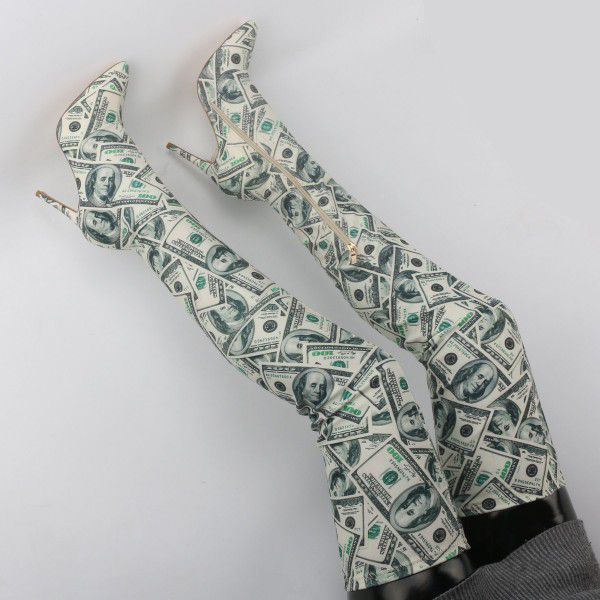 Slender high heels, knee high boots, sexy women's high boots 