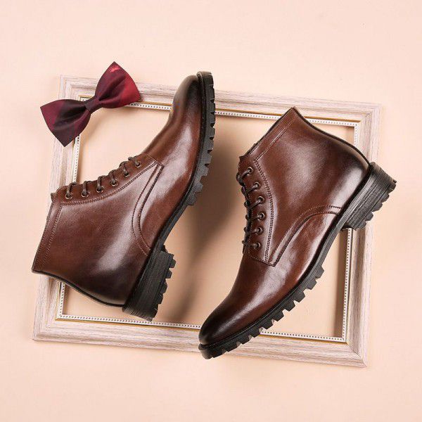 Martin boots, men's leather boots, high top Roman boots, genuine leather, British style retro work attire, short boots, shoes 