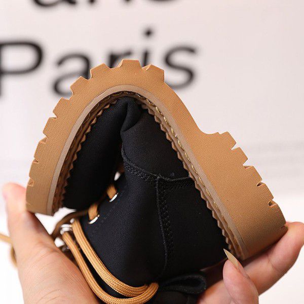 Autumn New Children's Boots Girls' English Style Black Martin Boots Boys' Genuine Leather Mid Sleeve Short Boots Fashion Single Boot 