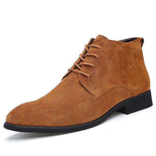 Trendy men's boots, British men's shoes, pointed leather boots, Korean casual boots, oversized men's Martin boots 