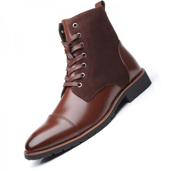 Men's casual high top Martin boots, men's outdoor work clothes, men's shoes, European and American fashion, large size plush cotton shoes 