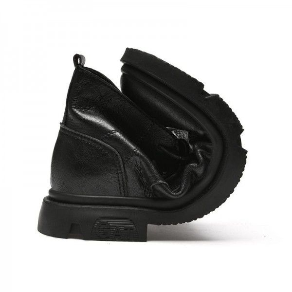 Martin boots, men's high help work boots, men's spring and autumn military leather boots, trendy British style black boots 