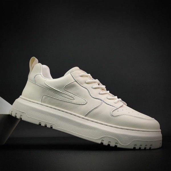 Men's genuine leather sports and leisure shoes, thick soles, dad shoes, board shoes, men's trendy shoes, Korean version, trendy and versatile niche men's shoes 