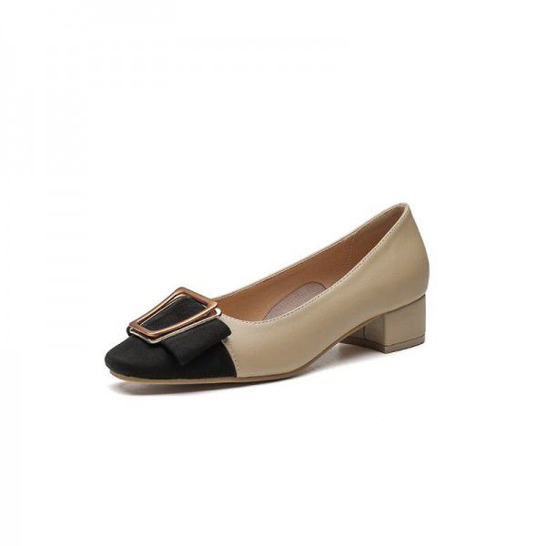 New fashion metal buckle color matching single shoe women 